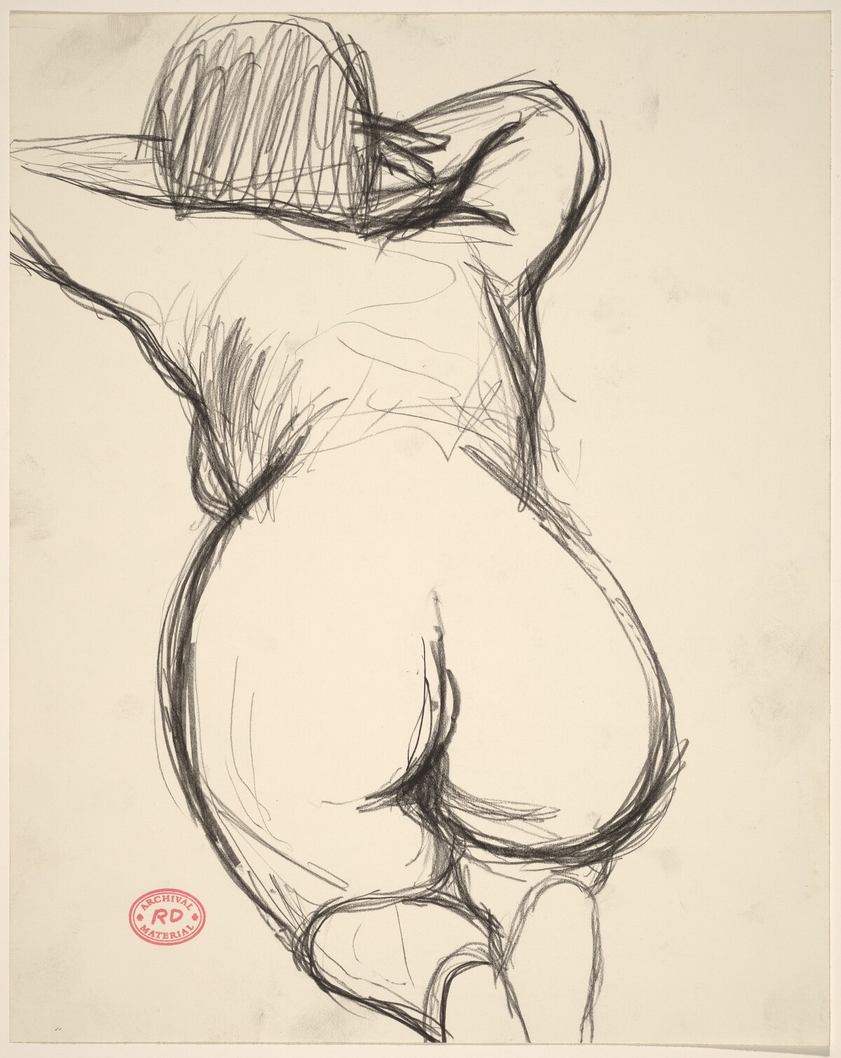 Untitled [view of back and buttocks of a kneeling female nude] by Richard Diebenkorn