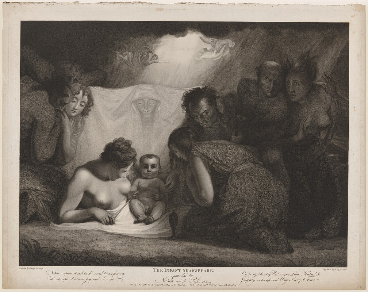 The Infant Shakespeare, Attended by Nature and the Passions by Benjamin Smith, after George Romney