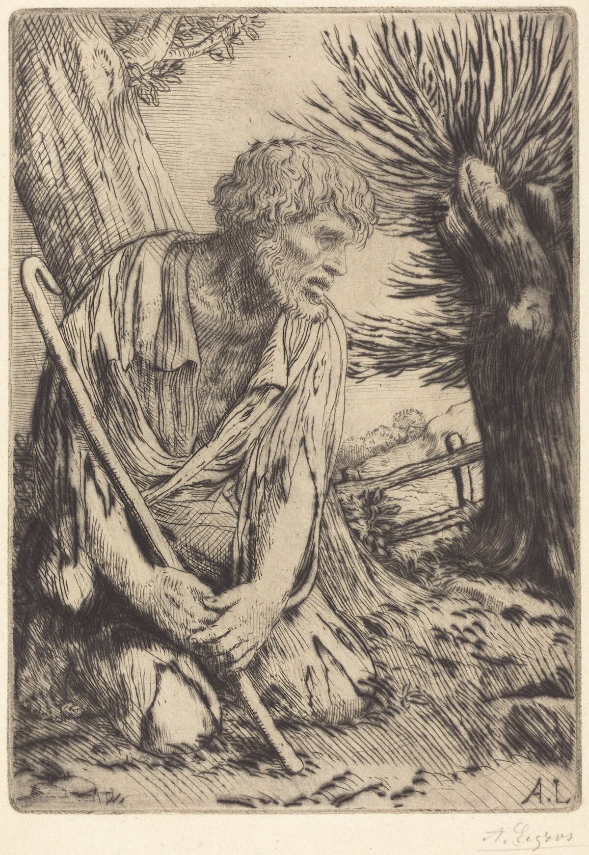 The Prodigal Son, 3rd plate (L'enfant prodigue) by Alphonse Legros