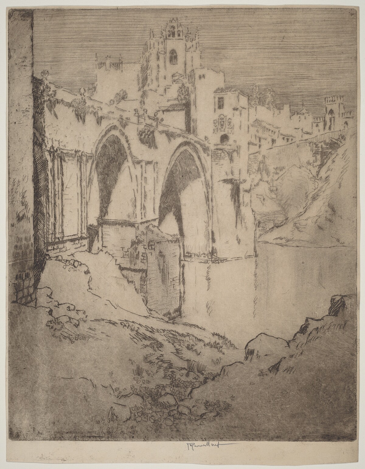 Bridge of San Juan D'Los Reyos, Toledo by Joseph Pennell