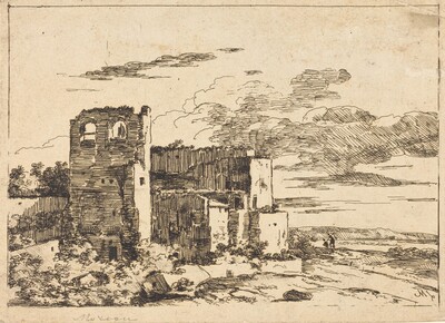 Ruined Buildings near a River Bank