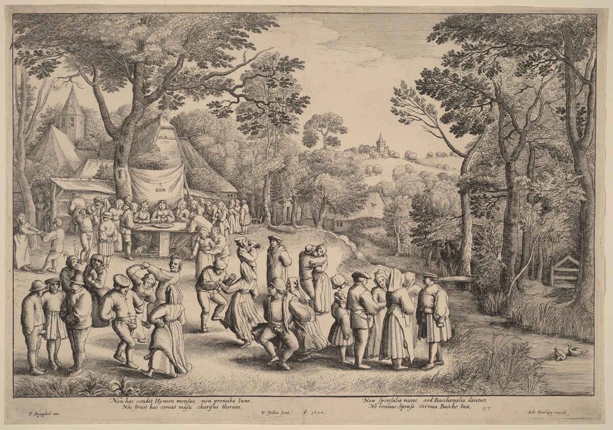 Rustic Wedding Dance by Wenceslaus Hollar after Jan Brueghel the Elder, after Pieter Bruegel the Elder