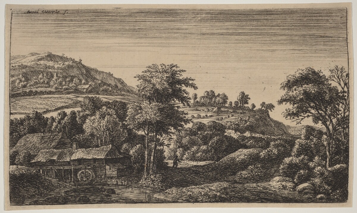 Watermill at the Foot of a Hill by Anthonie Waterloo
