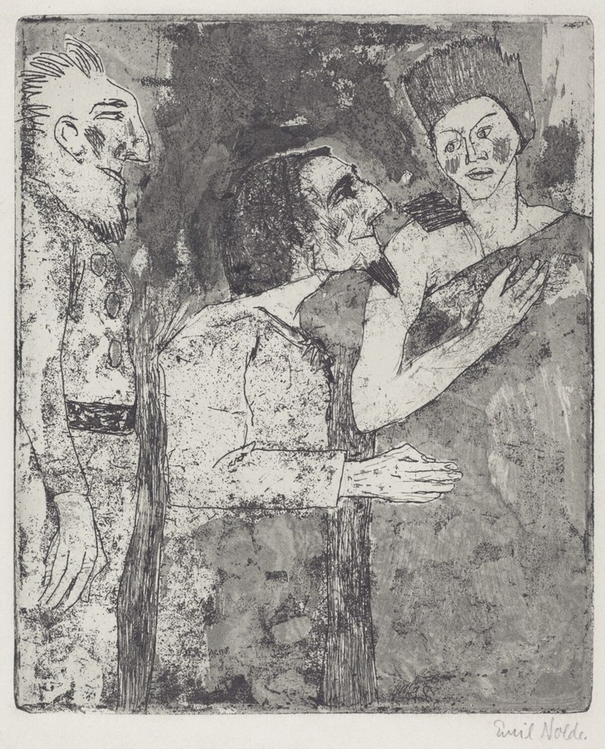 Woman, Man, and Servant (Frau, Mann, Diener) by Emil Nolde