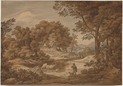 An Italianate Landscape with Shepherds