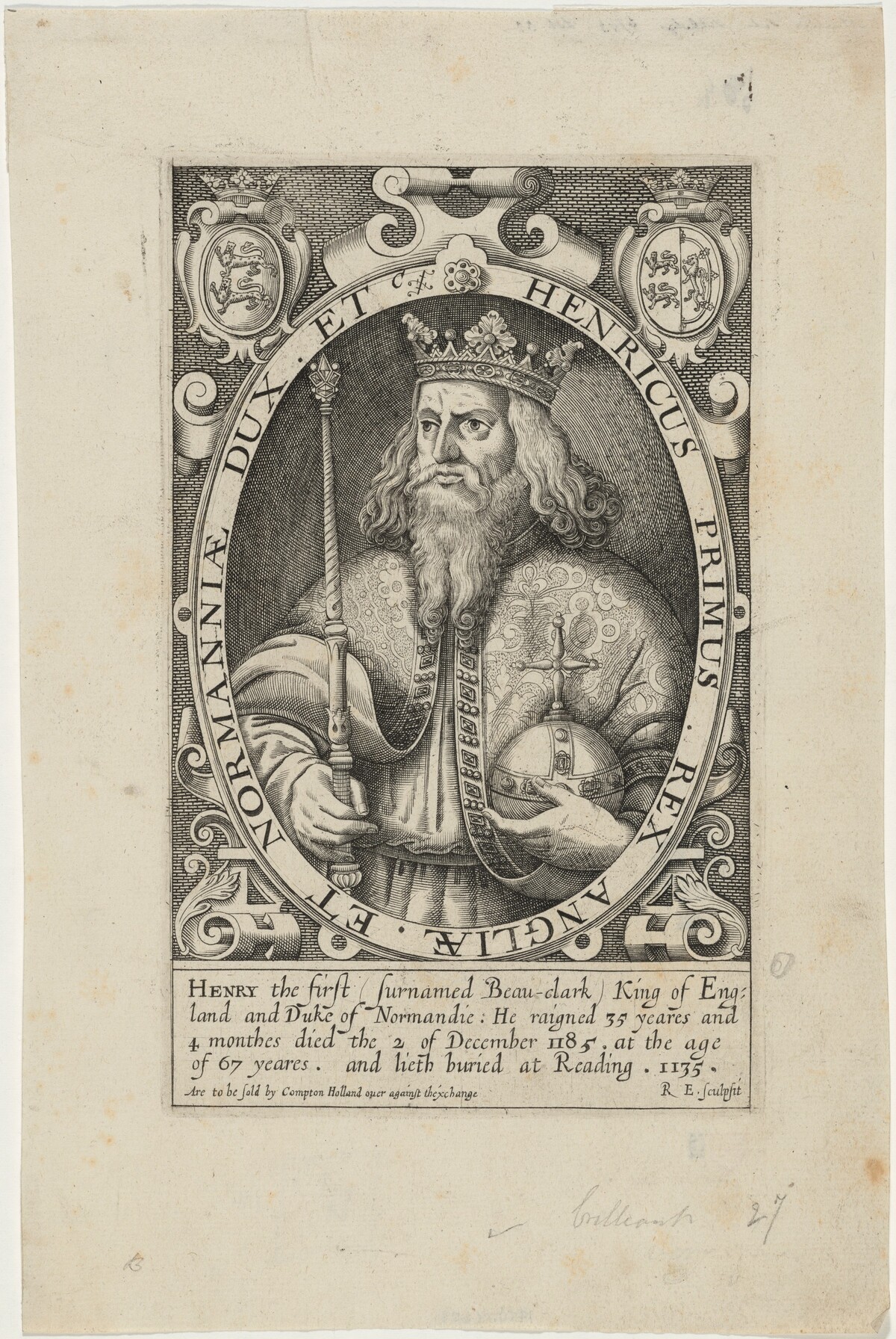 Henry I of England by Renold Elstrack