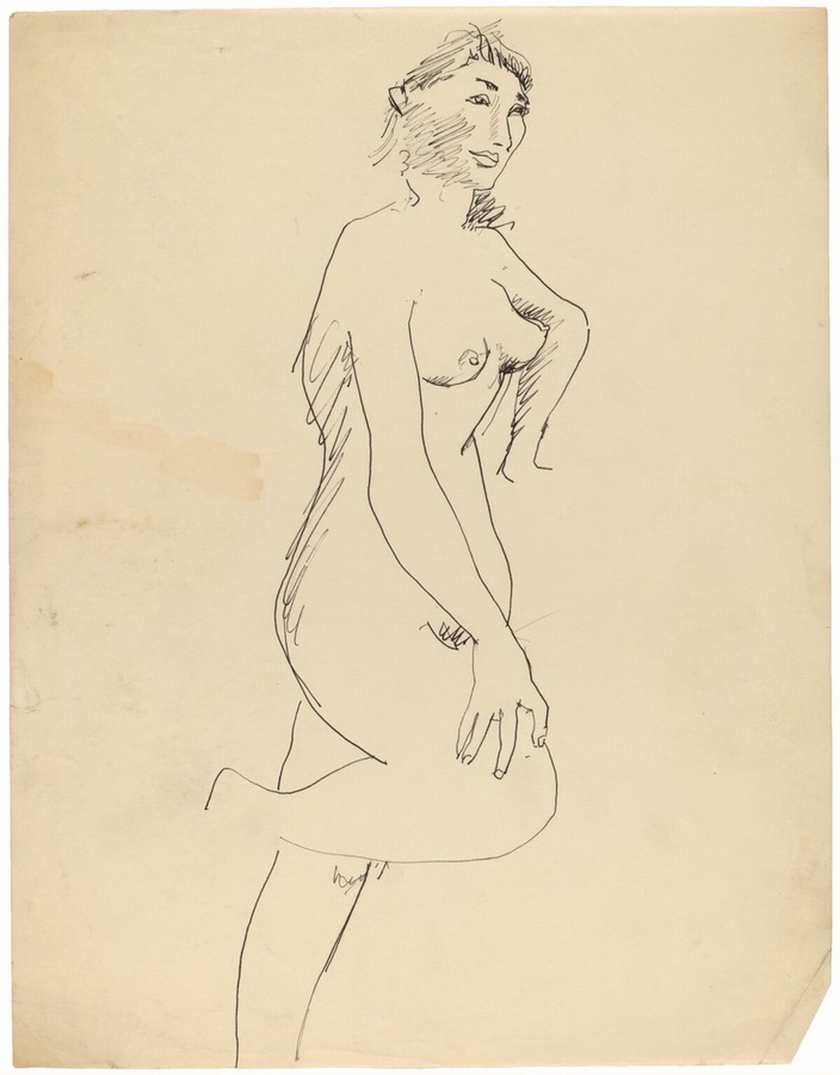 Standing Female Nude, Right Knee and Left Arm Bent, Three-quarters View to Right by Mark Rothko