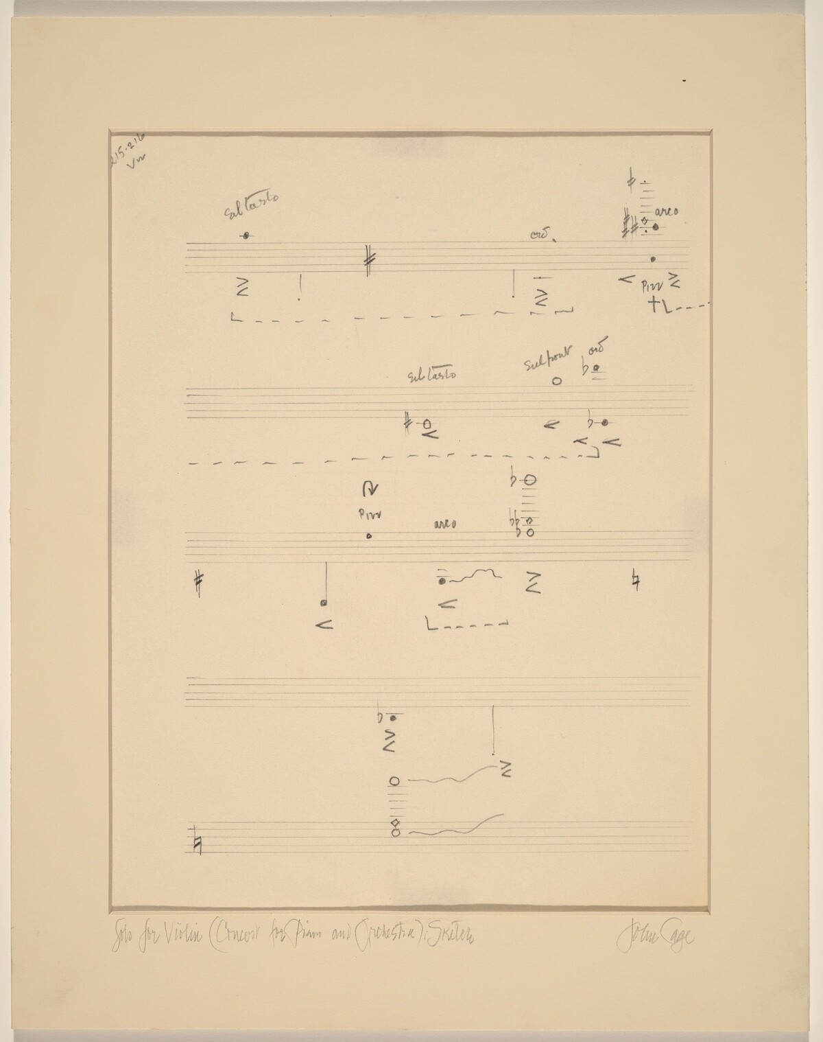 Solo for Violin (Concert for Piano and Orchestra): Sketch by John Cage