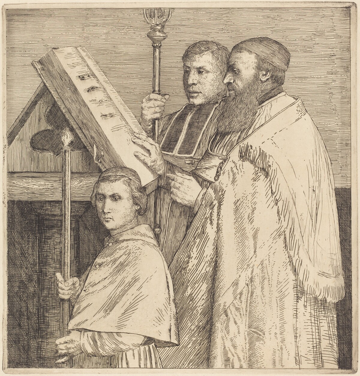 Choristers, 2nd plate (Le lutrin) by Alphonse Legros