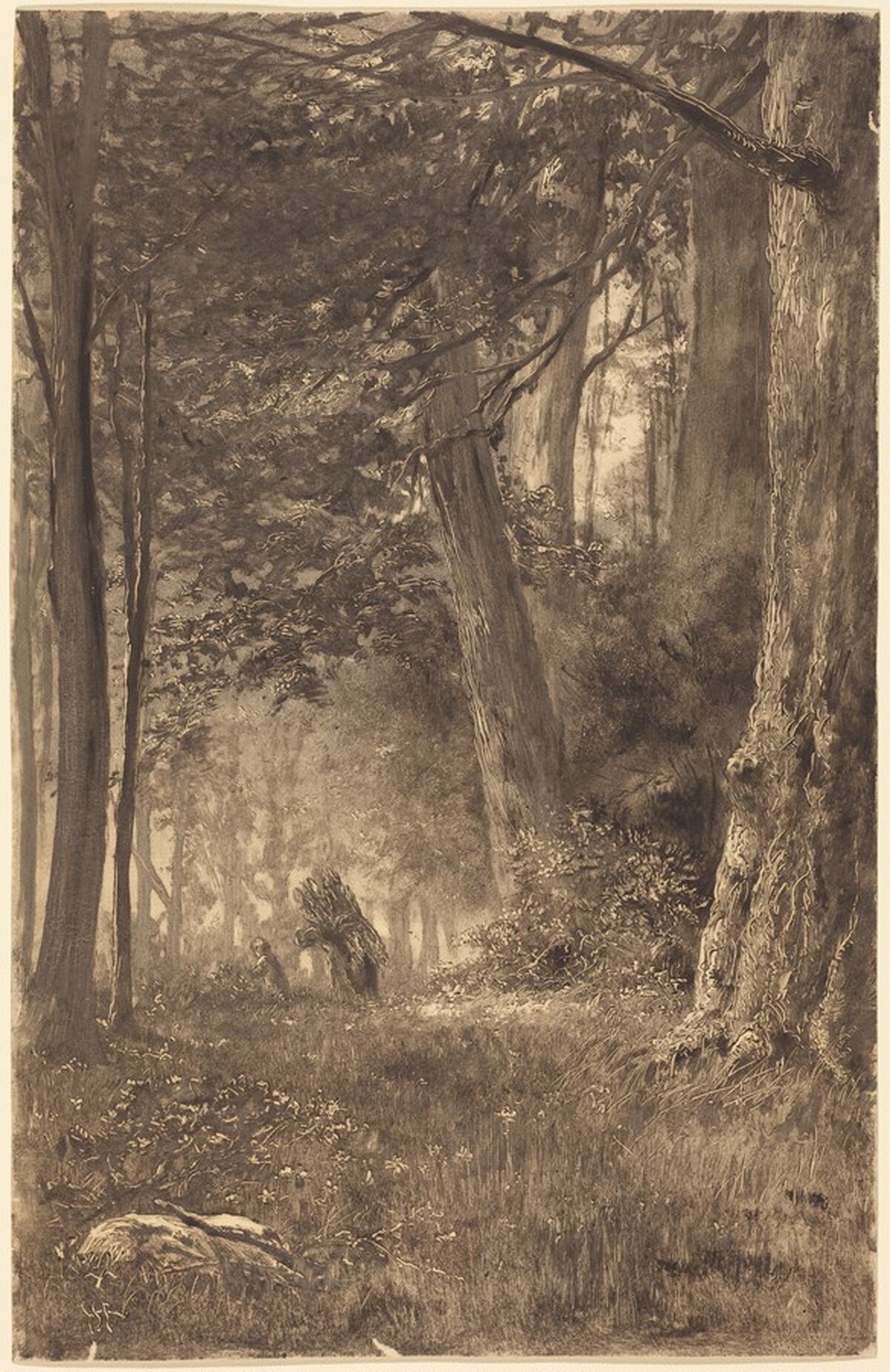 Forest Glade with Faggot Gatherers by Henry Harewood Robinson