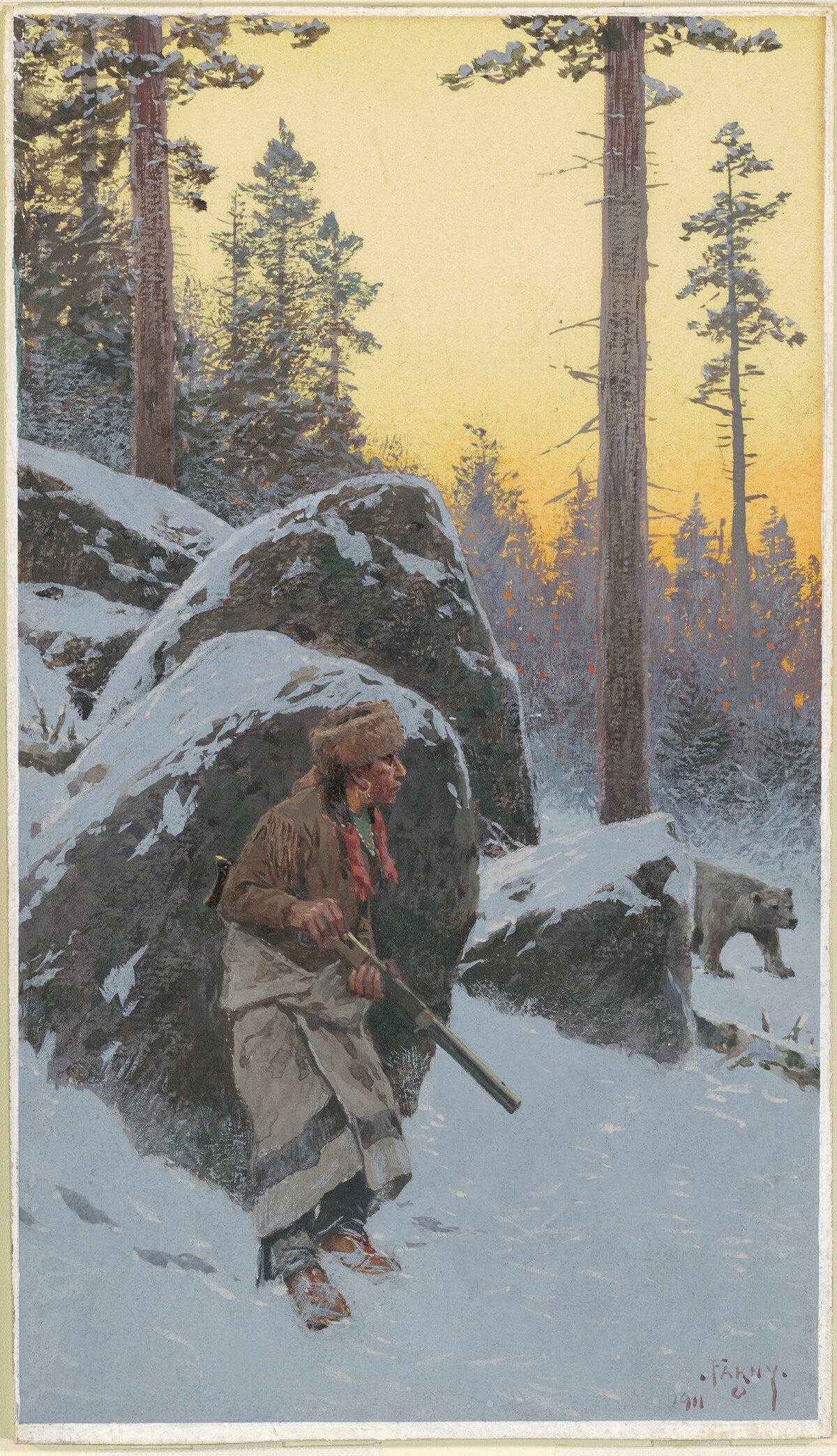 The Indian Bear Hunter by Henry Farny