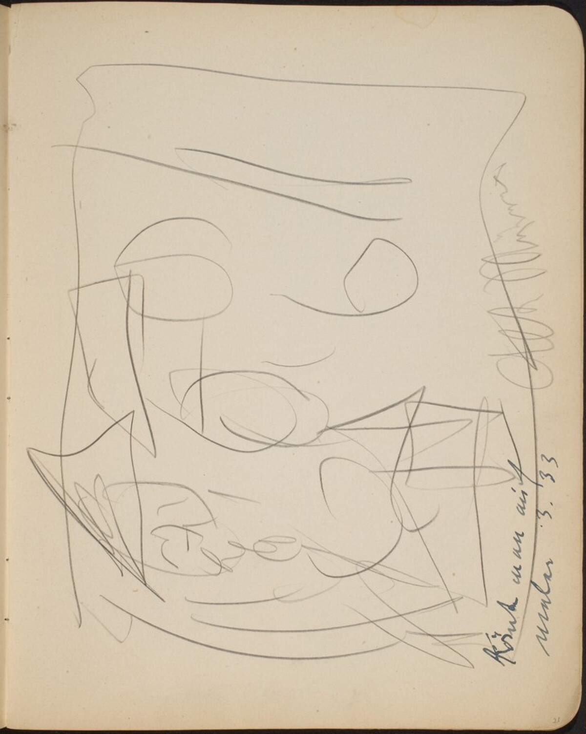 Kompositionsskizze mit Bezeichnung (Three Figures) [p. 21] by Max Beckmann