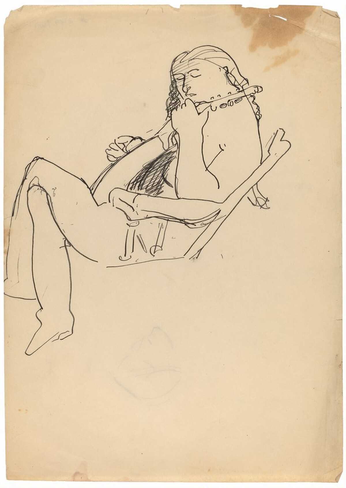 Seated Figure Playing a Lute [recto] by Mark Rothko