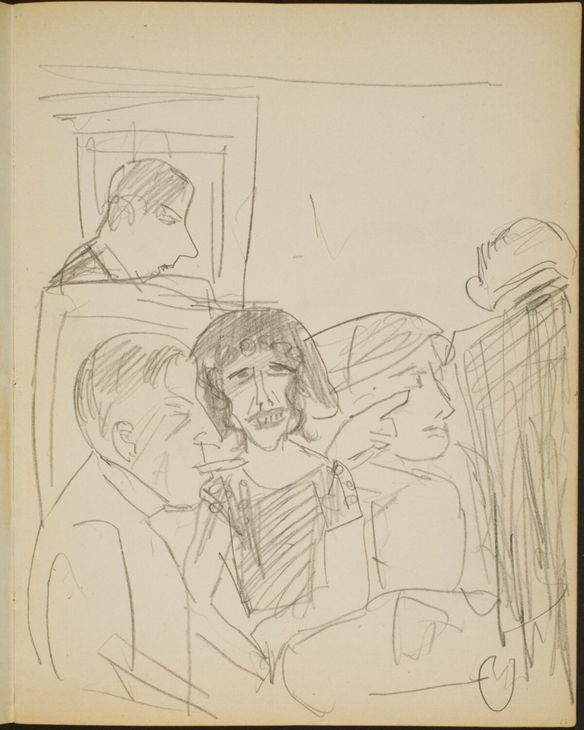 Tischgesellschaft in einer Bar (Five People at a Table in a Bar) [p. 13] by Max Beckmann