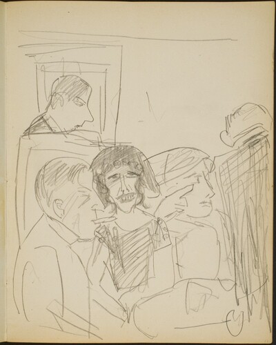 Tischgesellschaft in einer Bar (Five People at a Table in a Bar) [p. 13]