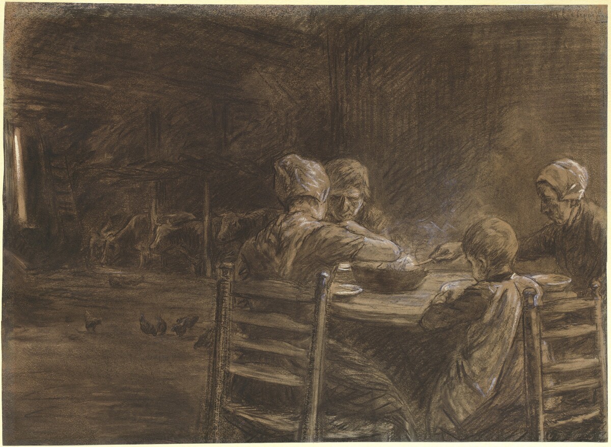 East Frisian Peasants Eating Supper by Max Liebermann