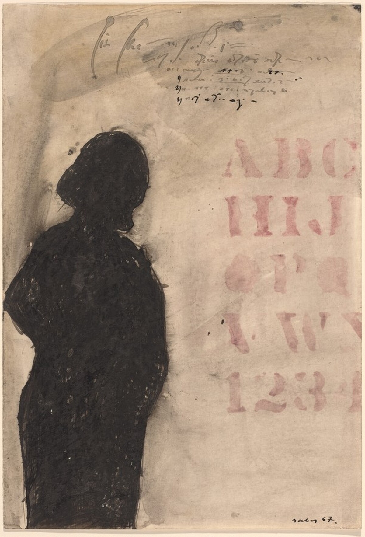 Black Figure with Letters by Jirí Balcar