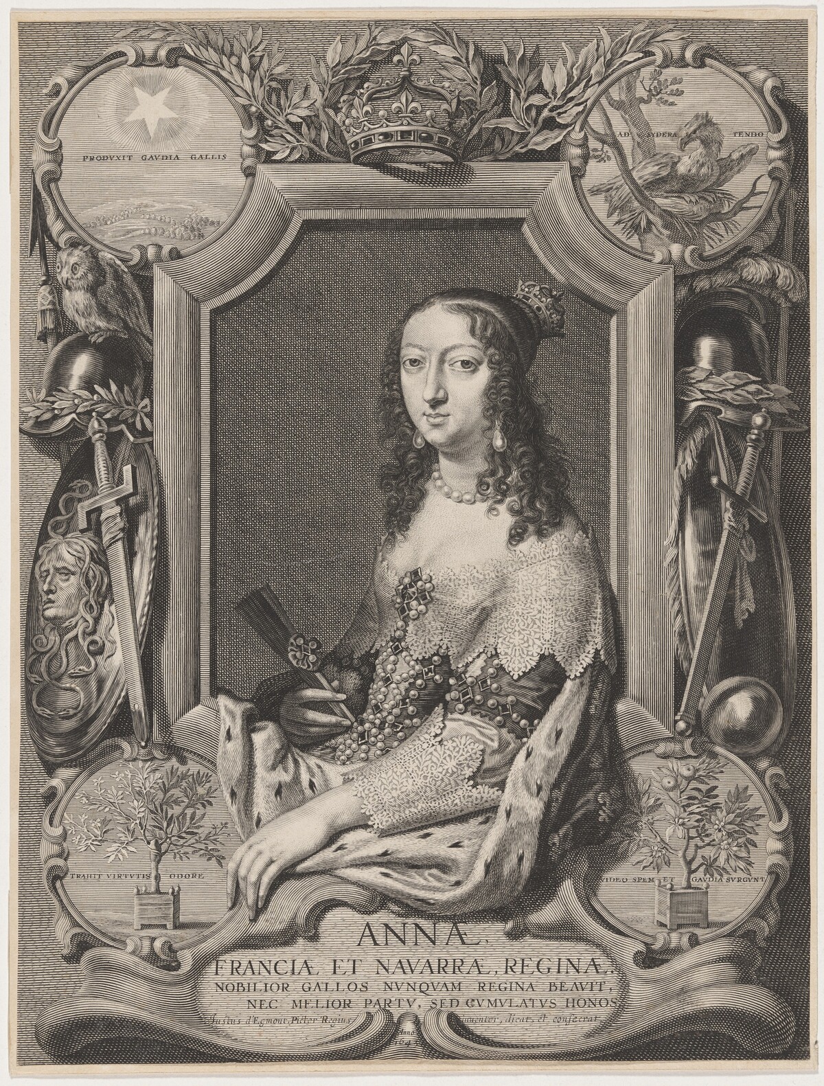 Anna Regina (Anne, Queen of France and Navarre) by Jeremias Falck after Justus van Verus