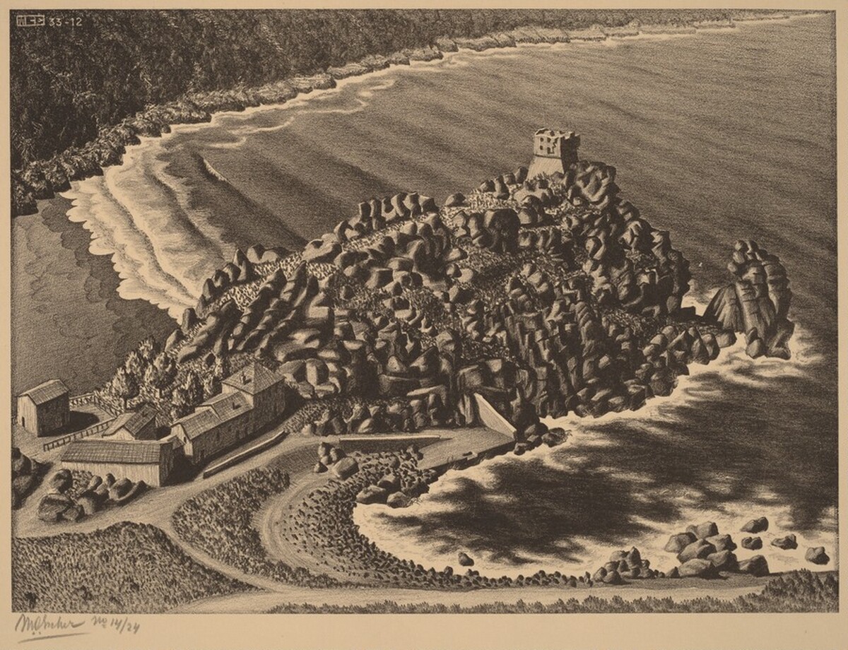 Gulf of Porto, Corsica by M.C. Escher