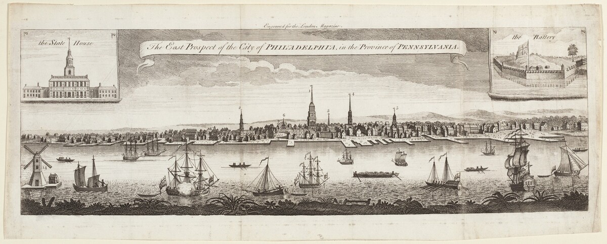 The East Prospect of the City of Philadelphia, in the Province of Pennsylvania by British 18th Century, after George Heap