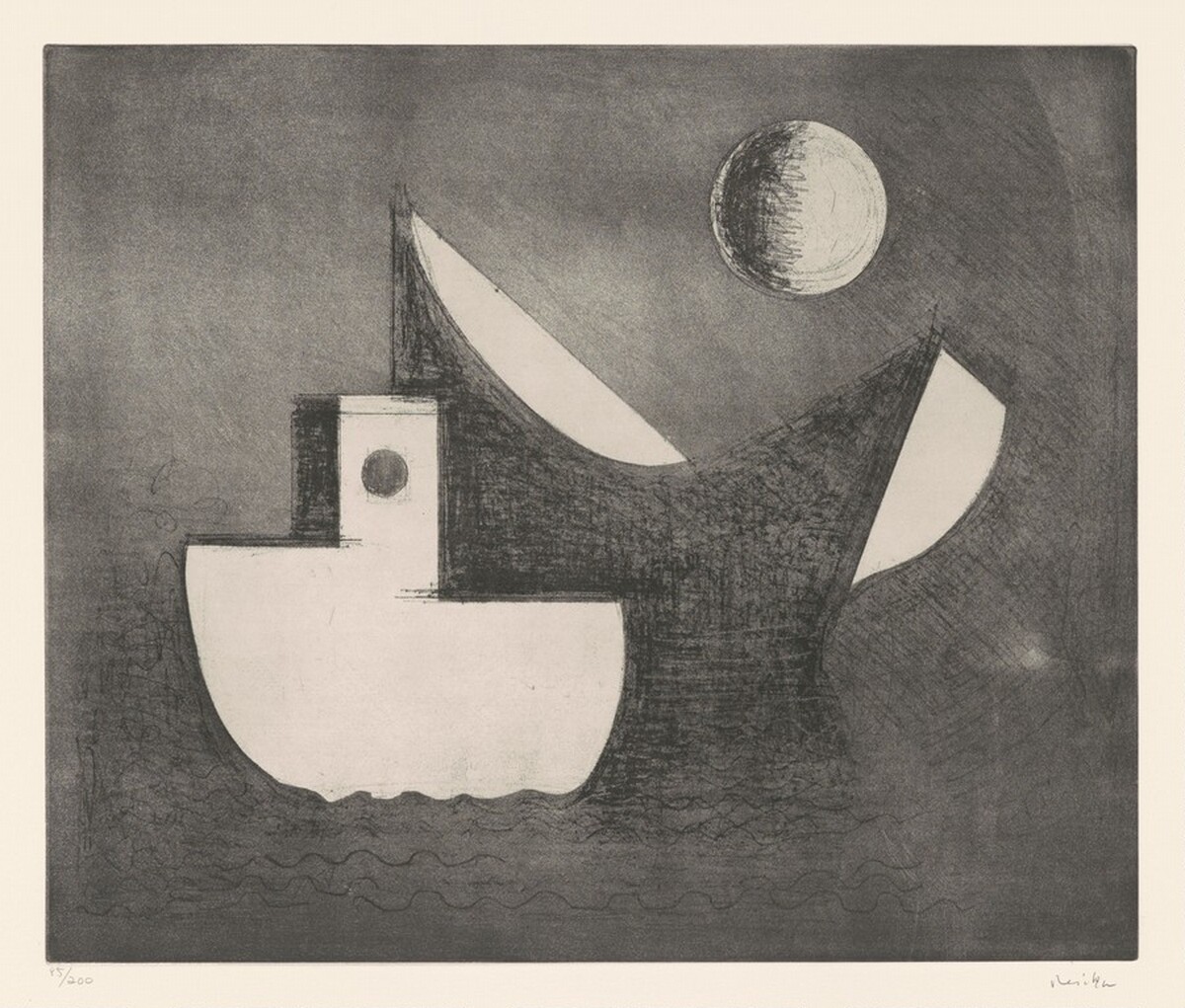 Still Boats and Moon by Paul Resika