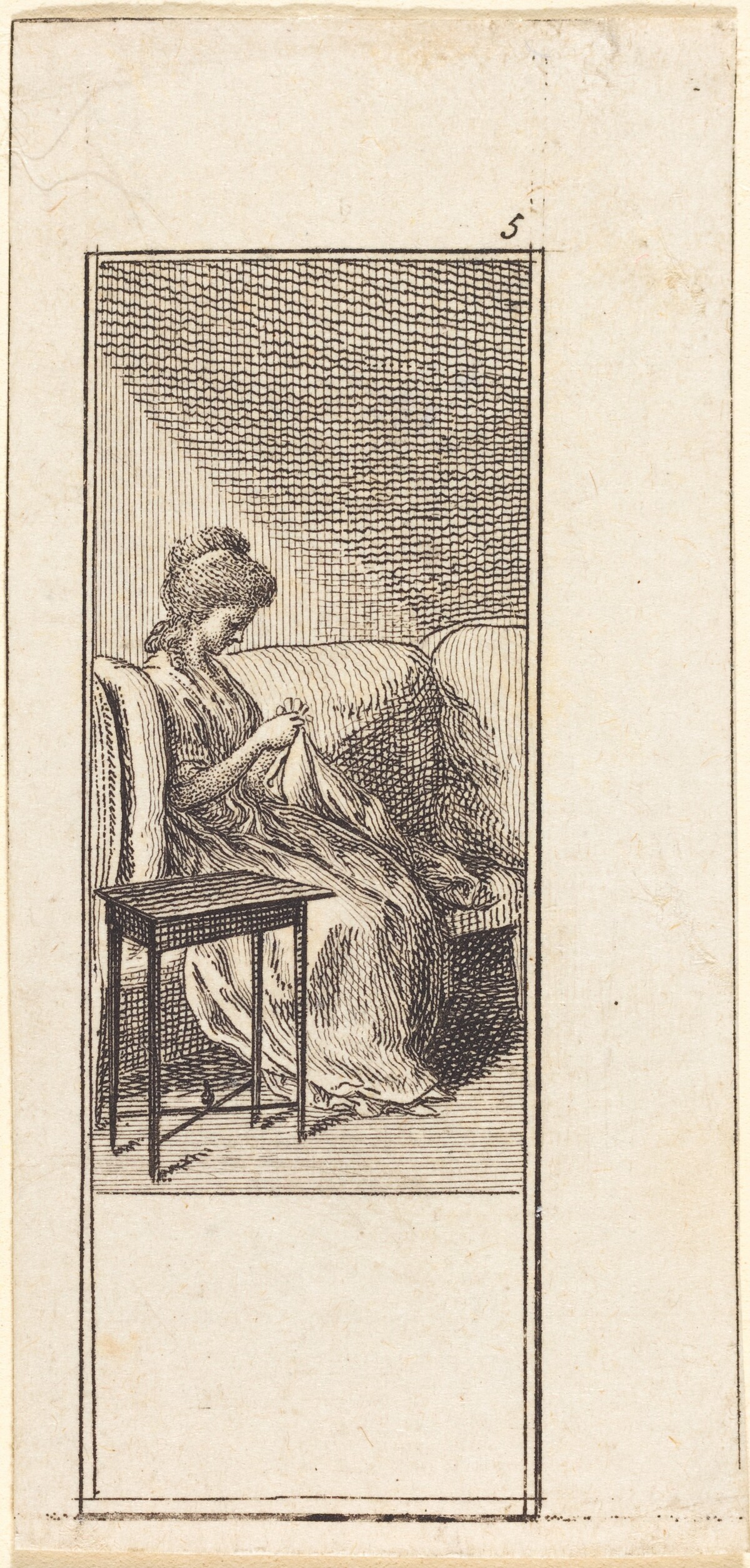 Girl Seated, Sewing by Daniel Nikolaus Chodowiecki
