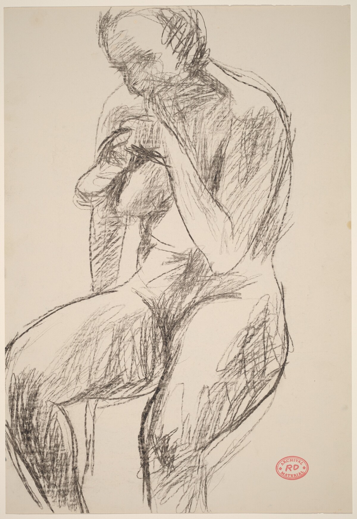 Untitled [seated nude holding her shoe] by Richard Diebenkorn