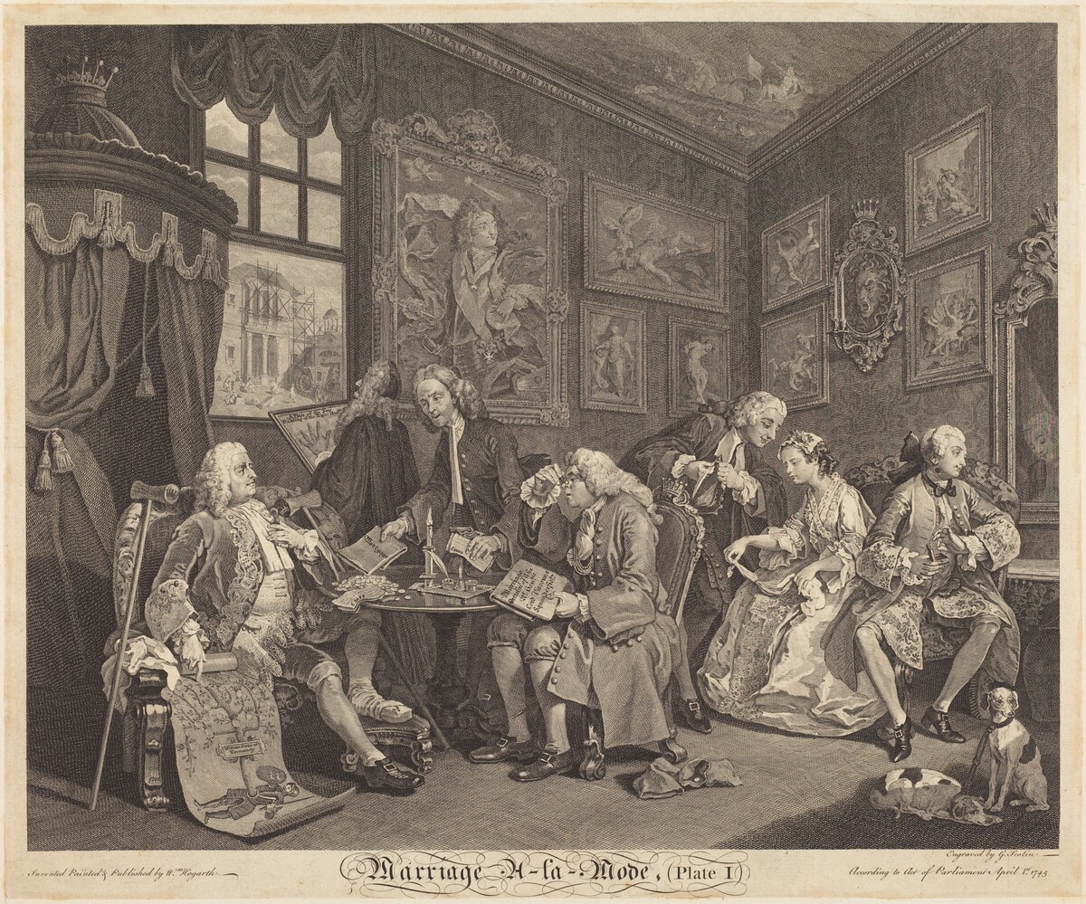 Marriage a la Mode: pl.1 by Louis Gerard Scotin after William Hogarth
