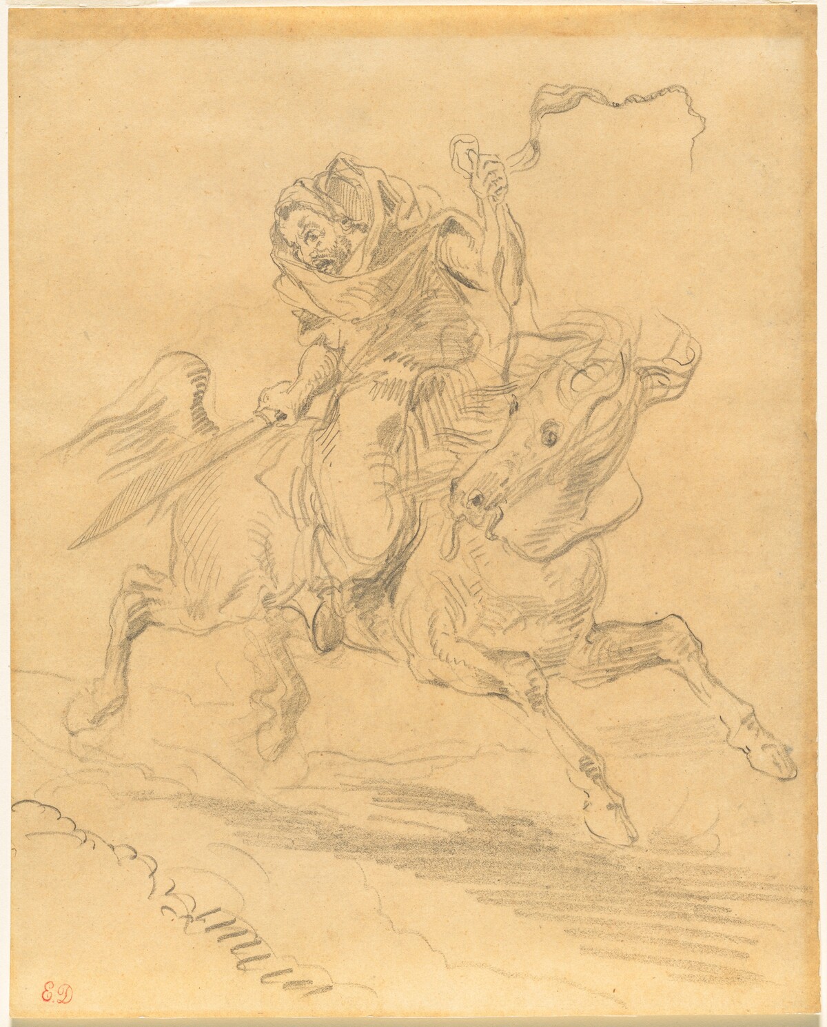 Arab Horseman at the Gallop by Eugène Delacroix