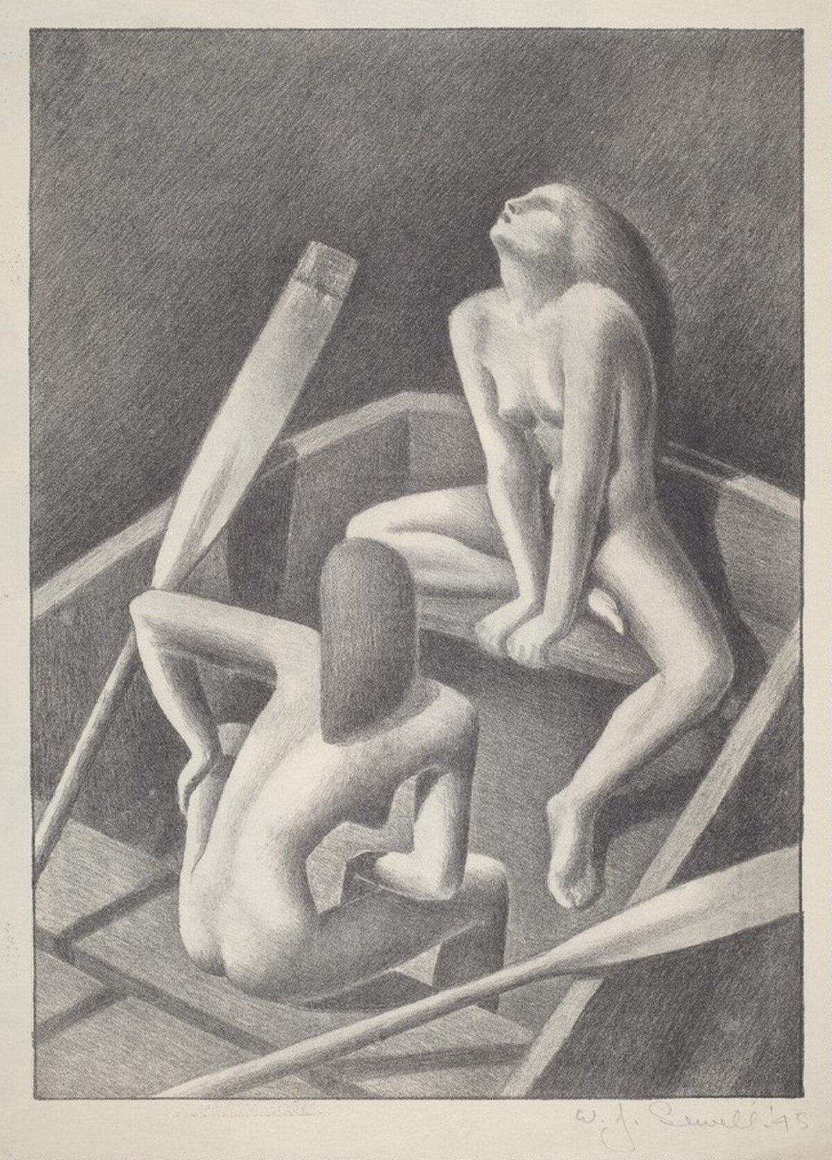 Untitled (Two Nudes in a Boat) by W. J. Sewell