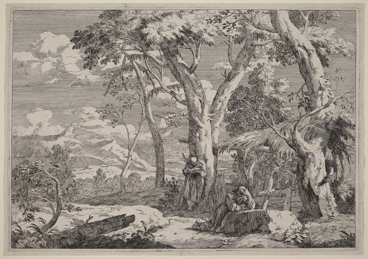Wilderness Landscape with Two Monks by Marco Ricci