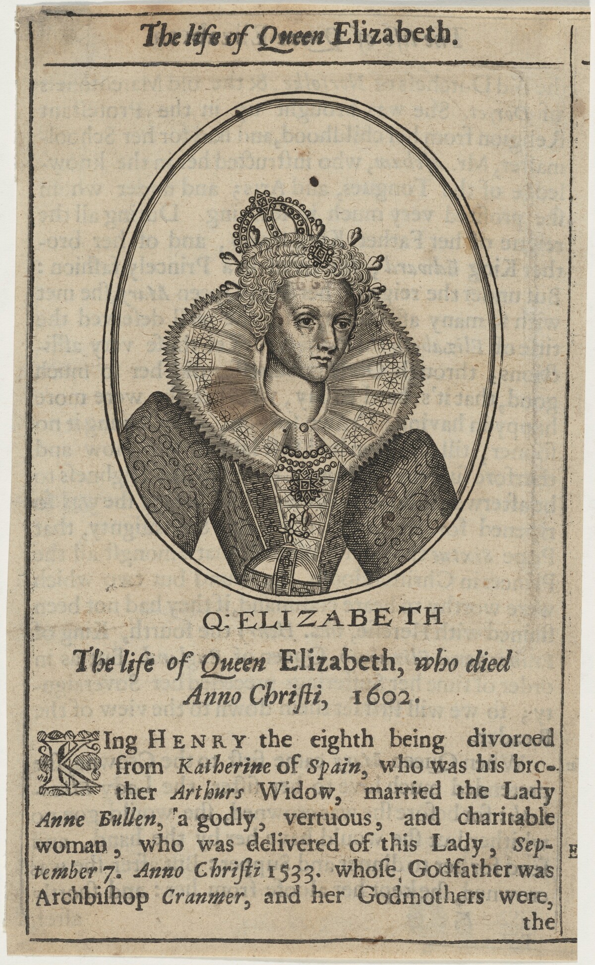 Queen Elizabeth in an Oval by Unknown Artist
