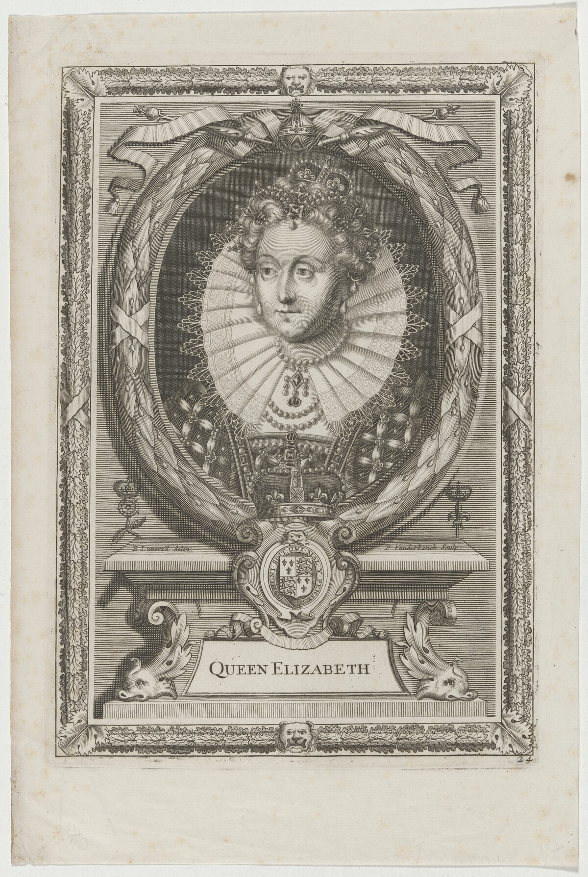 Queen Elizabeth by Pieter van der Banck after Edward Lutterell