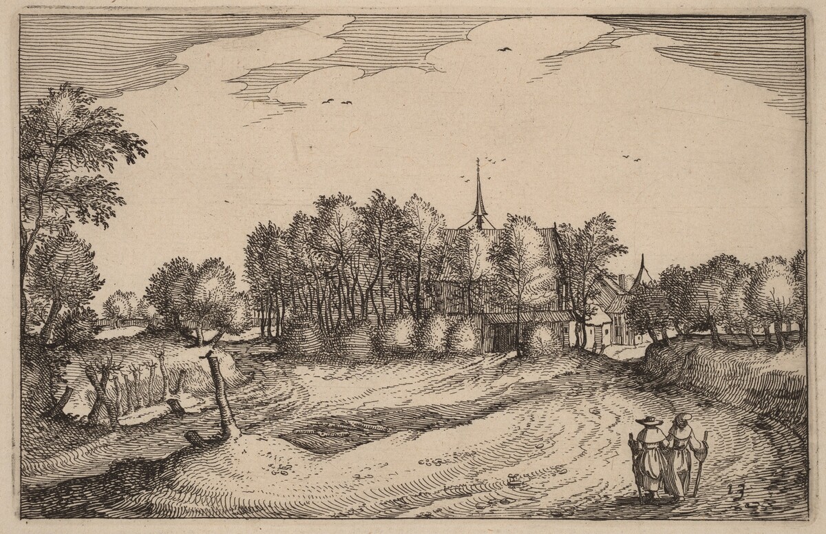 A Convent by Claes Jansz Visscher after Johannes van Doetechum, the Elder after Lucas van Doetechum after Master of the Small Landscapes