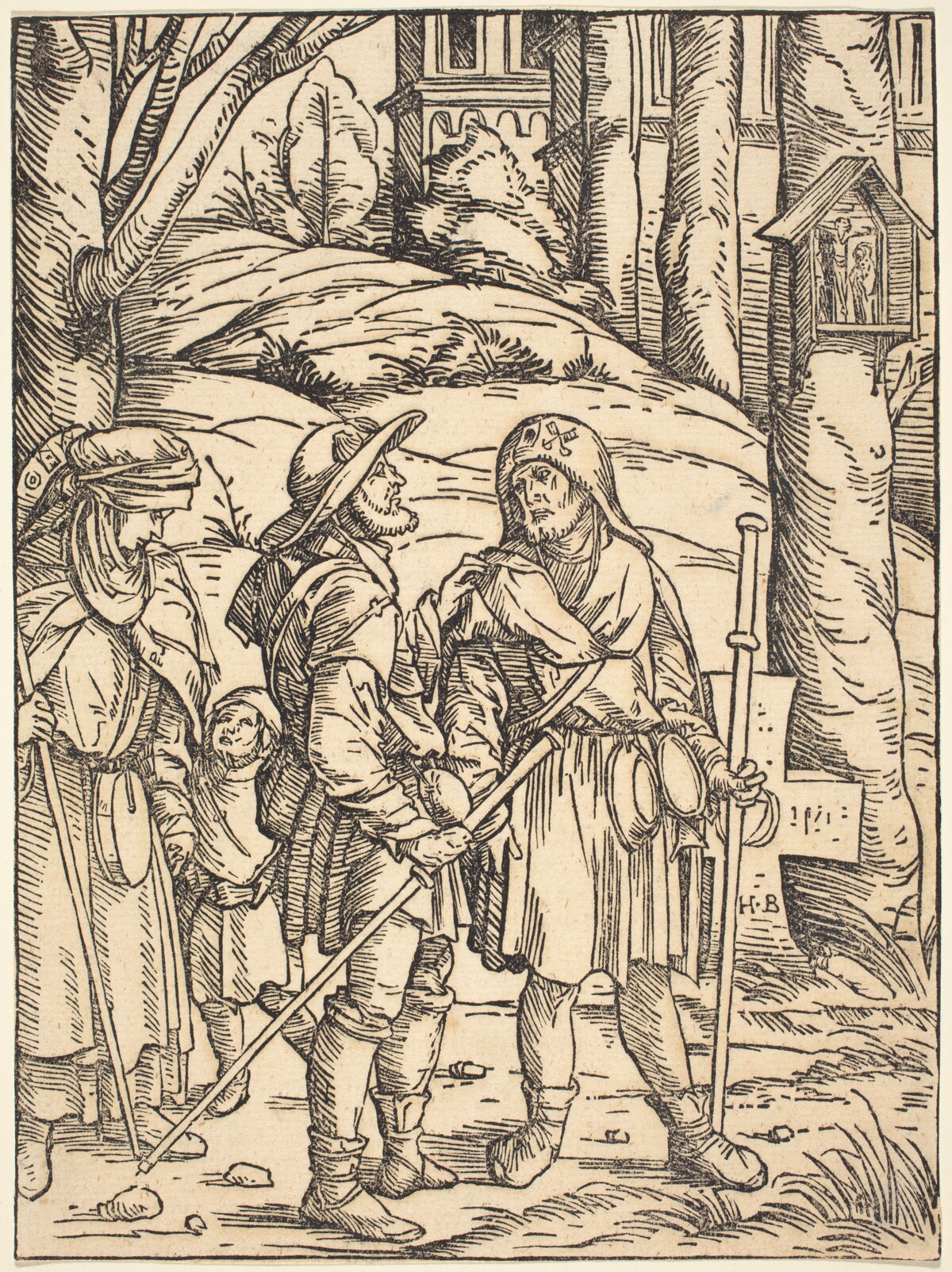 Pilgrims at a Wayside Shrine by Hans Burgkmair I