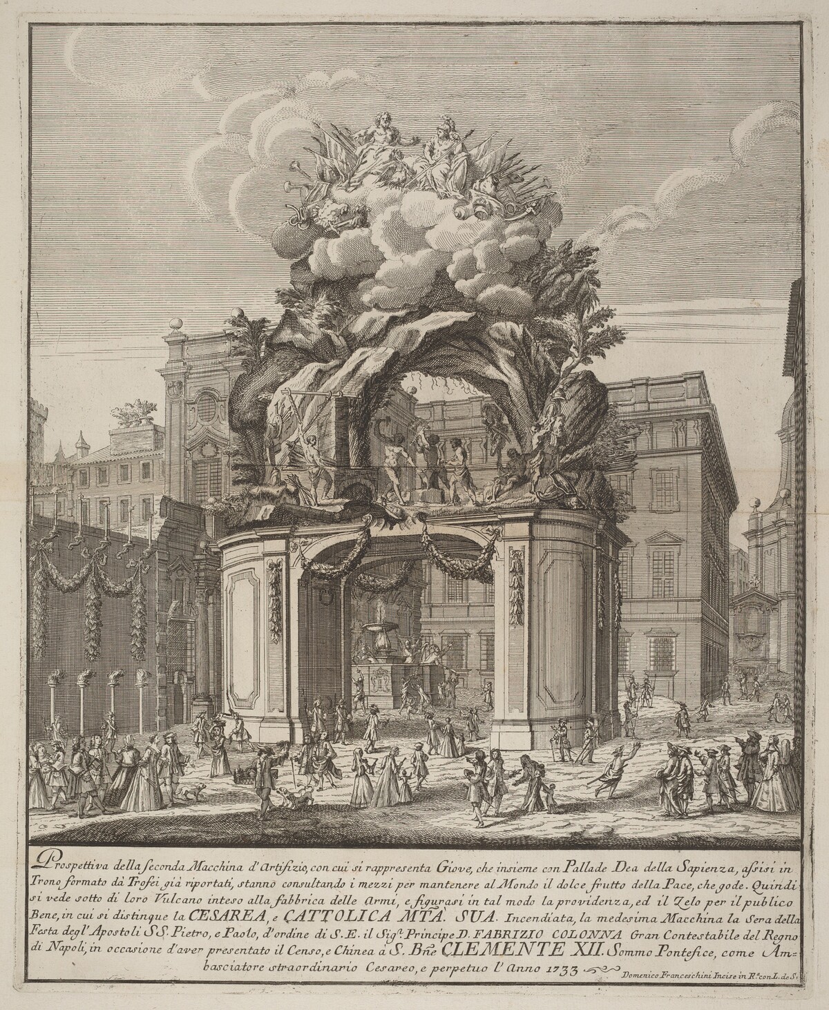 The Seconda Macchina for the Chinea of 1733: Jupiter and Minerva and the Forge of Vulcan by Domenico Franceschini probably after Nicola Michetti (architect)