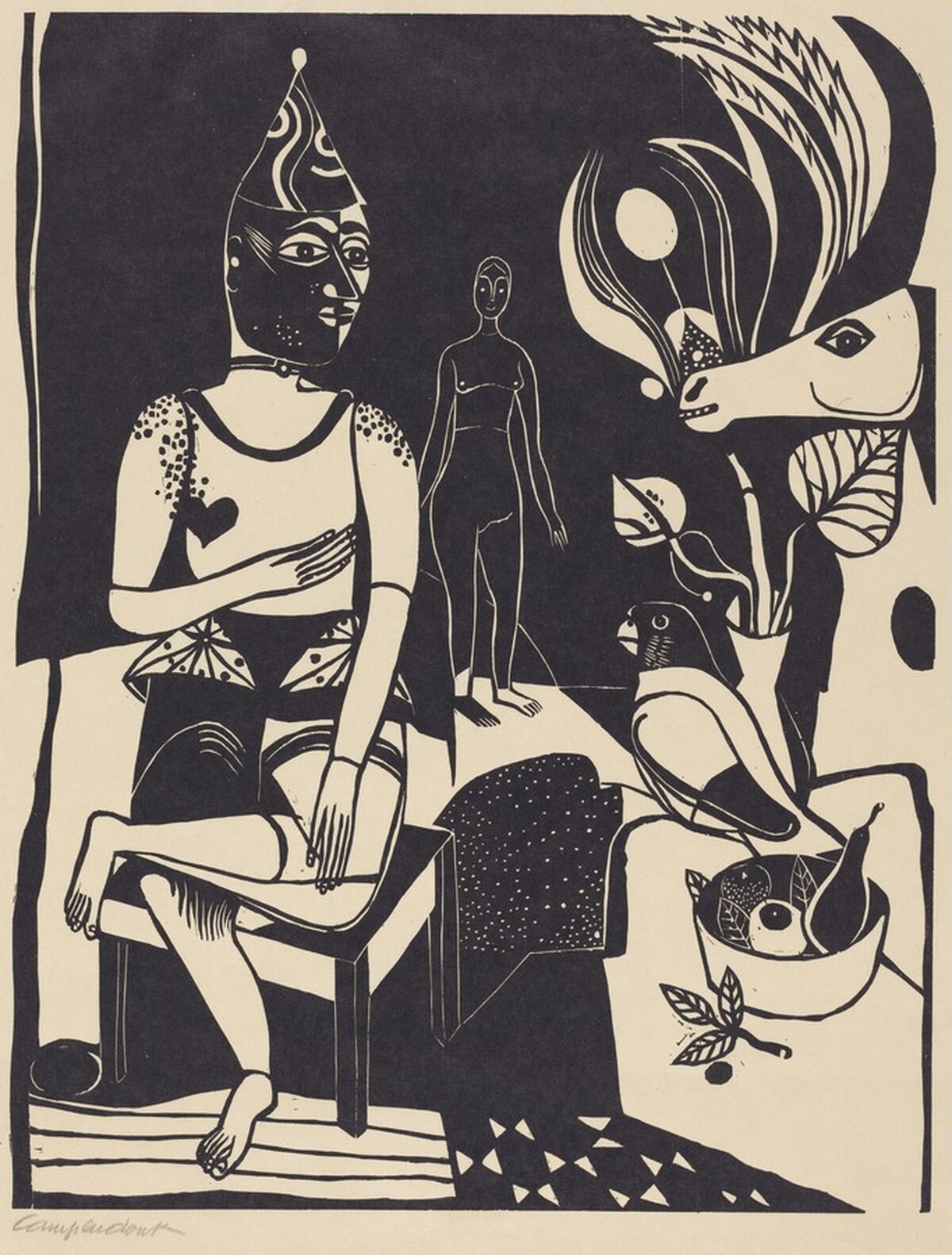 Seated Harlequin by Heinrich Campendonk
