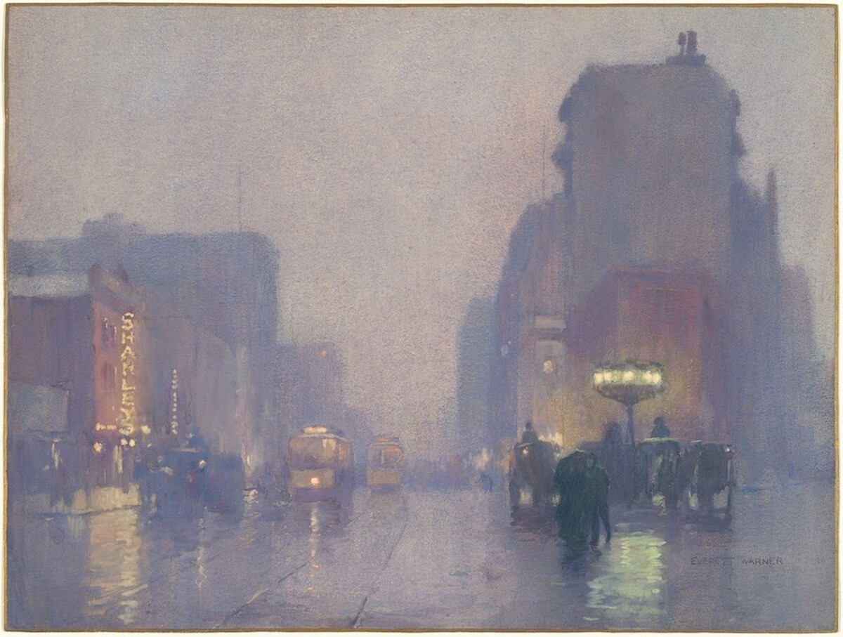 Broadway on a Rainy Evening by Everett L. Warner