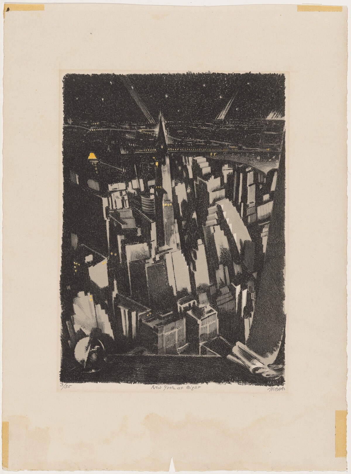 New York at Night by Max Oppenheimer
