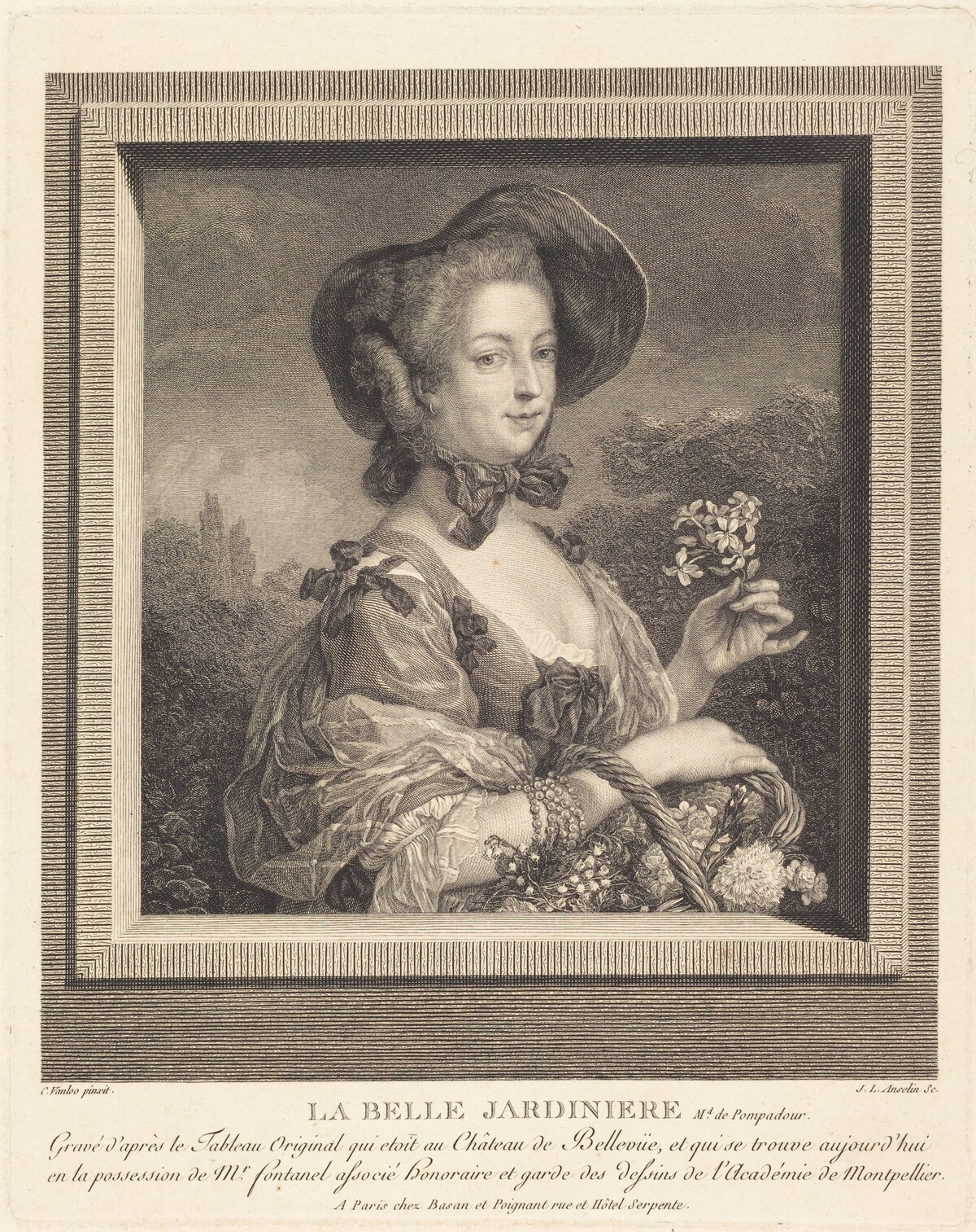 La Belle Jardinière - Madame de Pompadour by Jean-Louis Anselin after Carle Van Loo