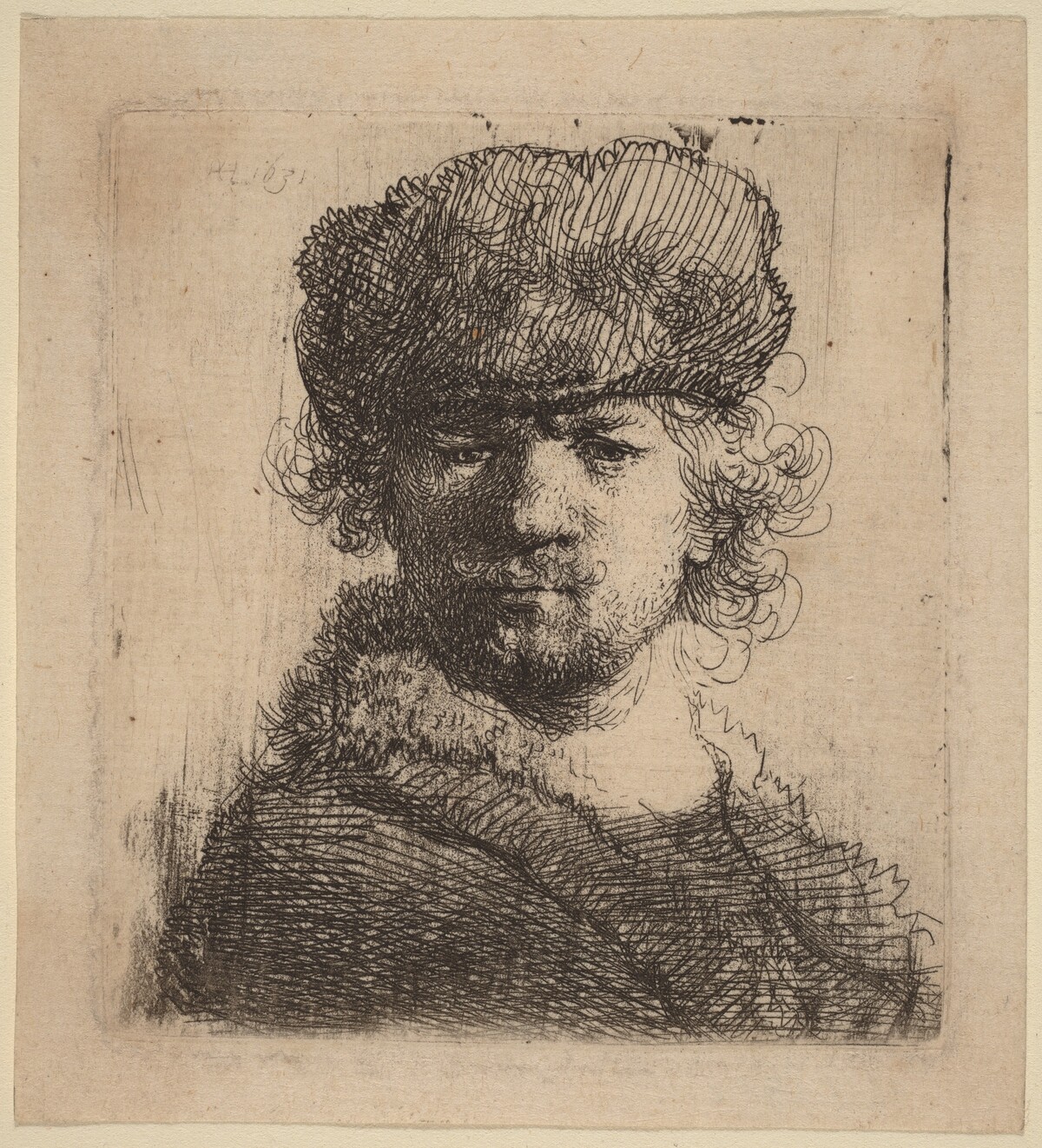 Self-Portrait in a Heavy Fur Cap by Rembrandt van Rijn