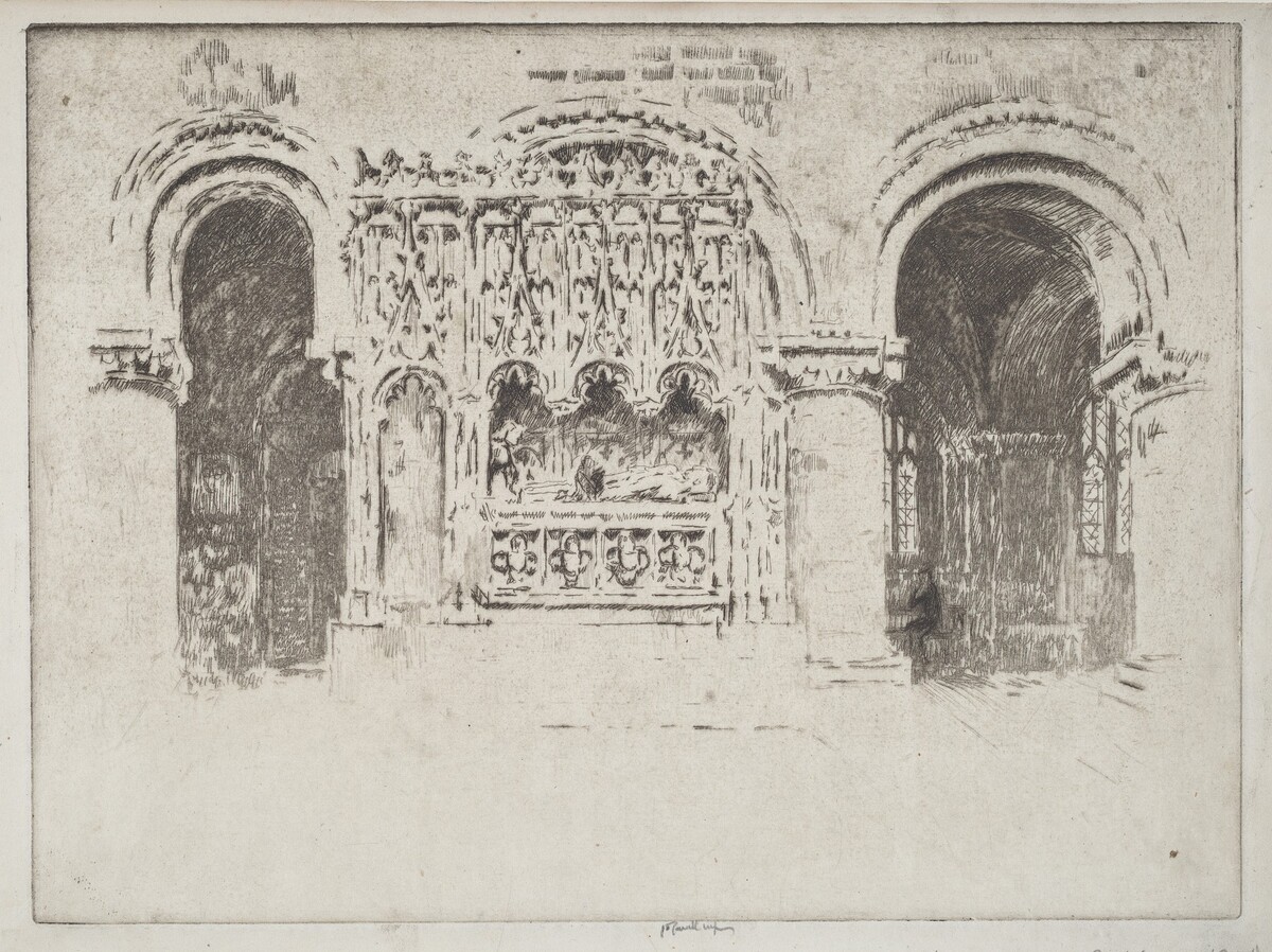The Founder's Tomb,  Church of Saint Bartholomew the Great by Joseph Pennell