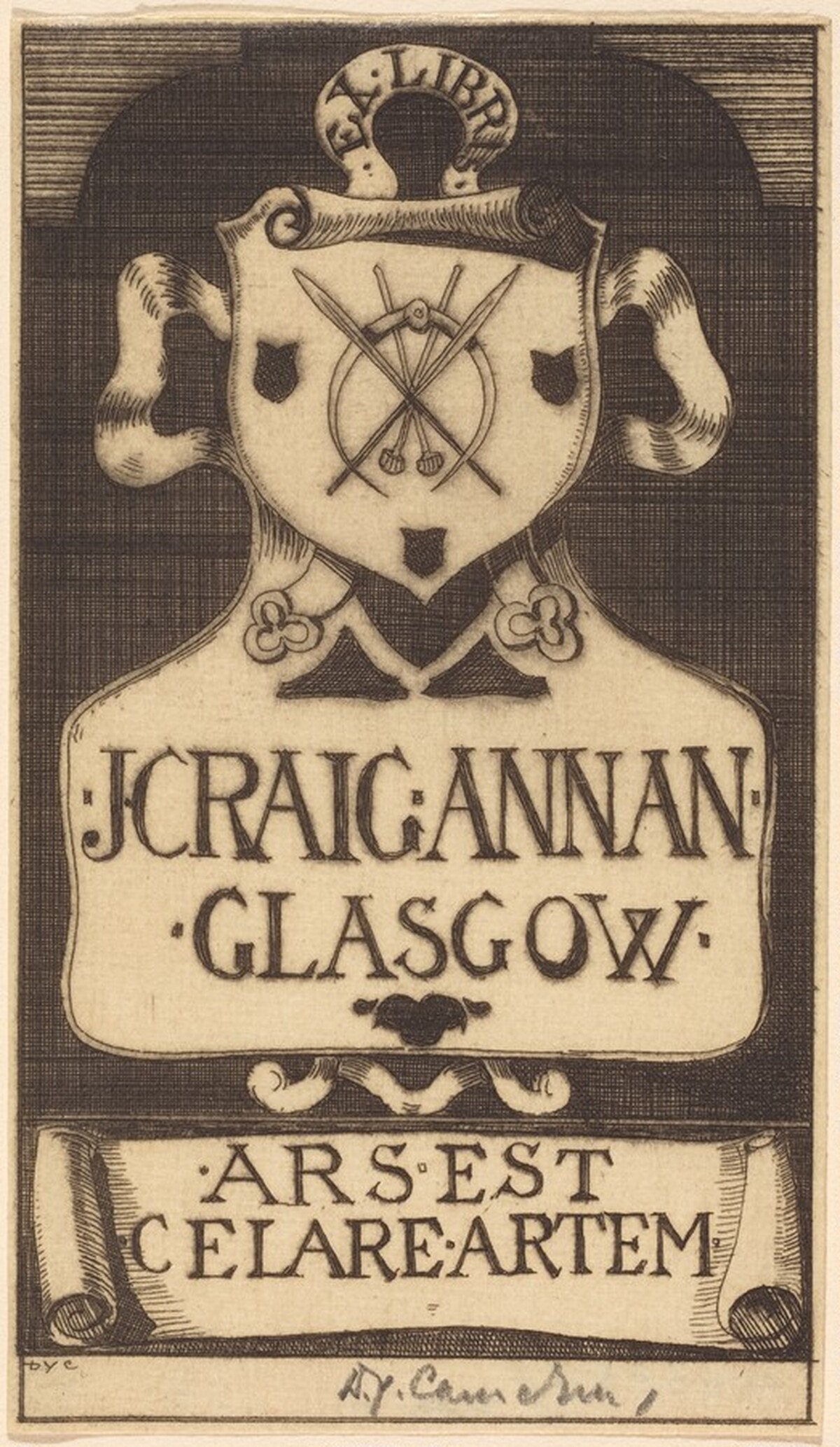 Bookplate of J. Craig Annan by David Young Cameron