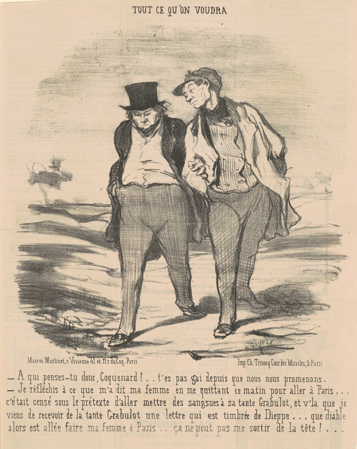 A qui penses-tu donc, coquenard? ... by Honoré Daumier