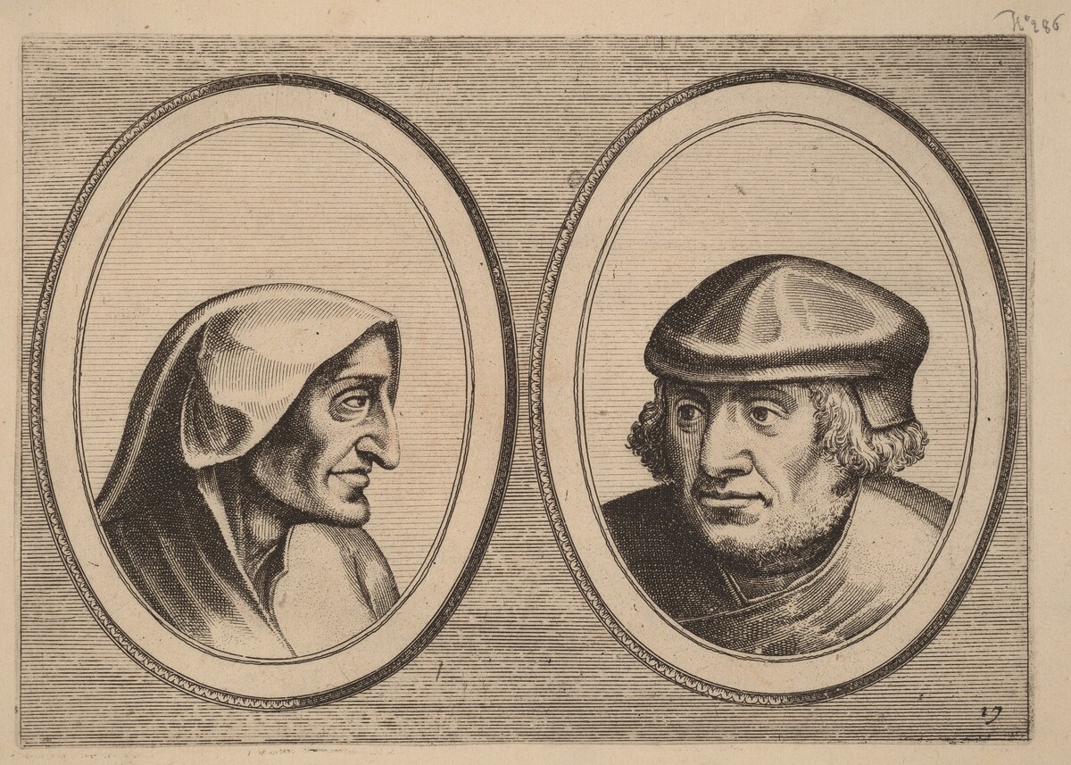 "Aerdighe Kniertje" and "Onbekommerde Klaes" by Johannes and Lucas van Doetechum after Pieter Bruegel the Elder