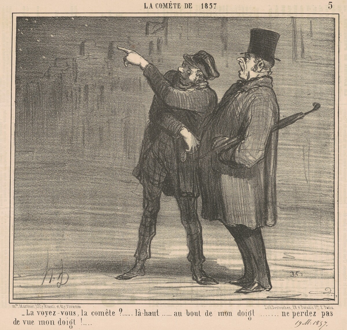 La voyez-vous la comète? ... La-haut ... by Honoré Daumier