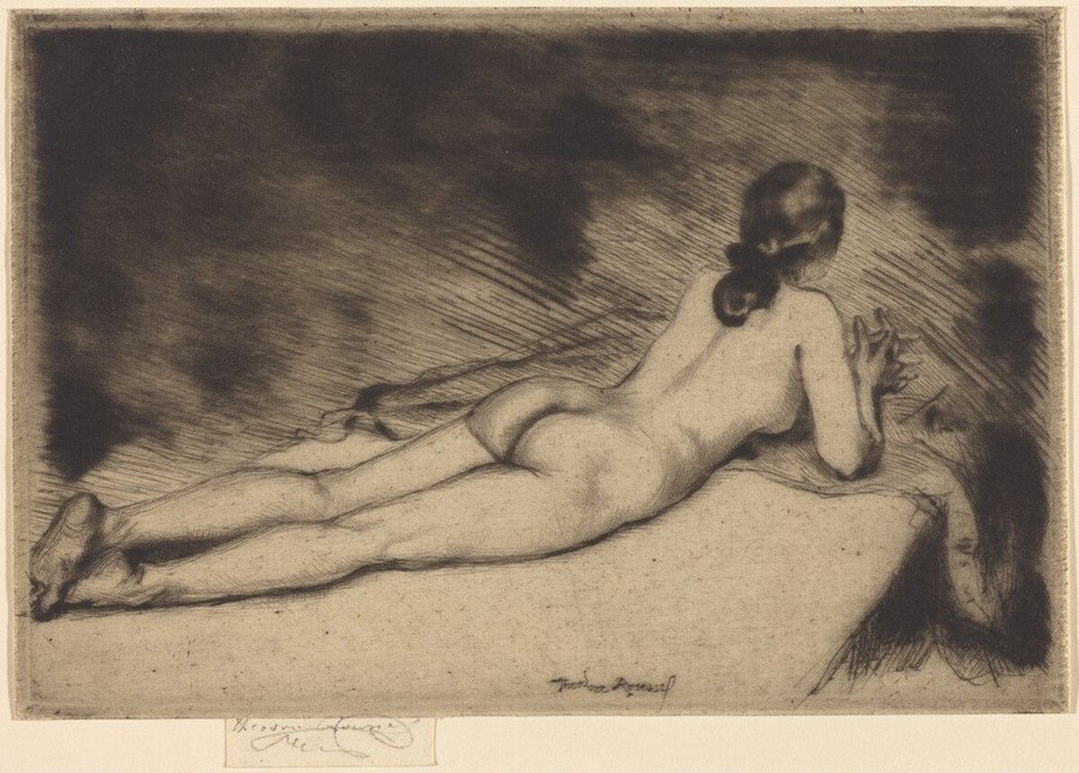 Nude Figure Lying Down by Théodore Roussel