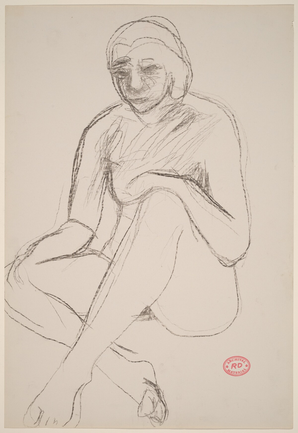 Untitled [seated nude resting her hands on her knees] by Richard Diebenkorn