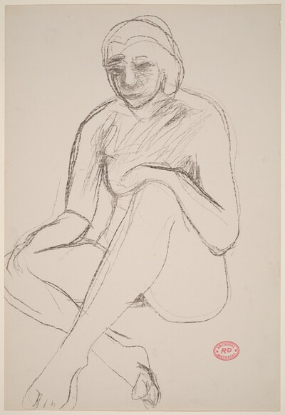 Untitled [seated nude resting her hands on her knees]