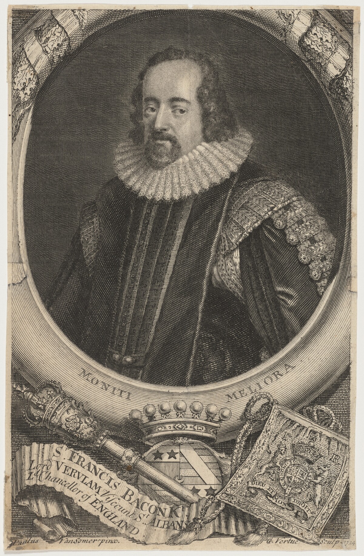 Francis Bacon by George Vertue after Paulus van Somer I